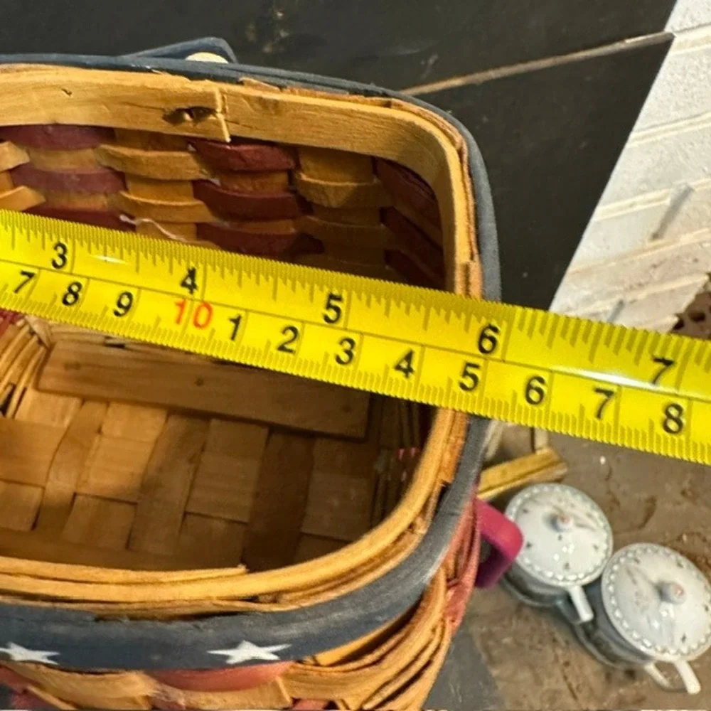 Americana Patriotic Basket Set of 3 Star Handle Woven Wood Nesting Unbranded
